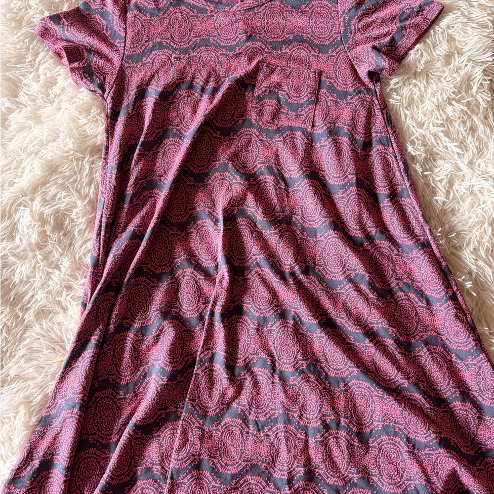 LuLaRoe Pink and navy Circular Print dress